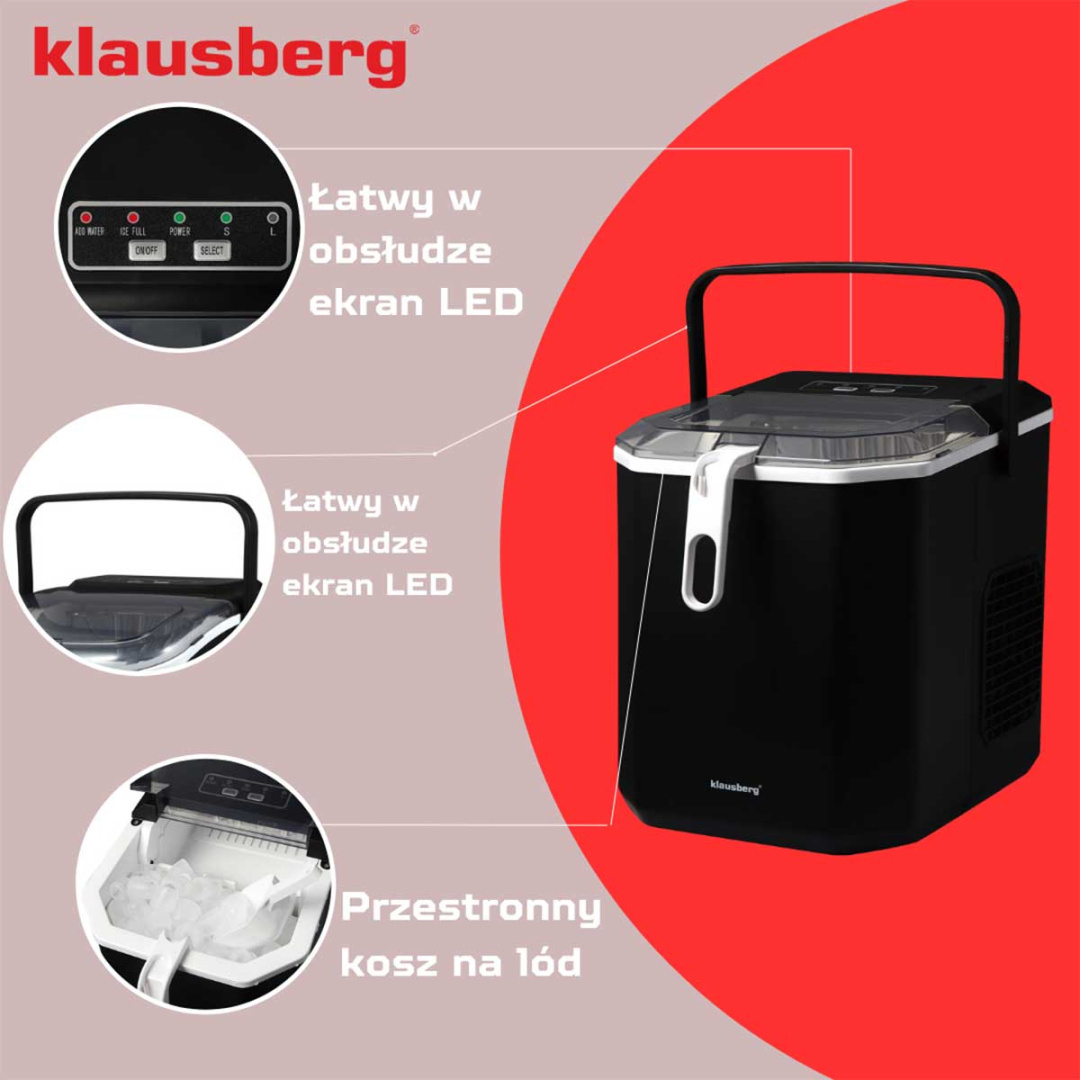 AUTOMATYCZNA KOSTKARKA DO LODU 1,2L 100W KLAUSBERG KB-7883